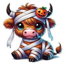 3x Halloween Highland cow car