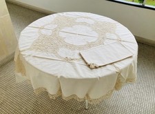 NEU Runde Tischdecke Leinen