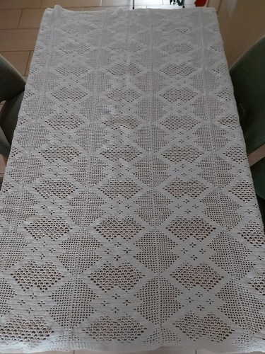 Tischdecke weiß gehäkelt - tischdecke,