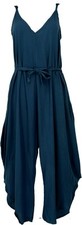 Einfarbiger Jumpsuit, Sommer Overall, Hosenkleid - dunkelblau