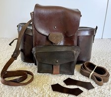 Rarität Alte Leder Kameratasche 34x20x23cm 3 Außentasche Vintage Fotoapparate