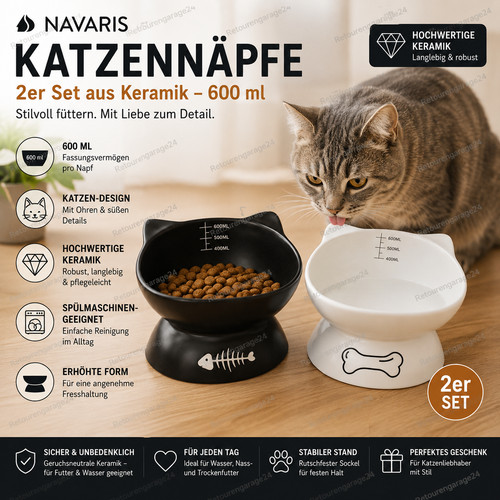 Navaris 2er set katzennäpfe - navaris,