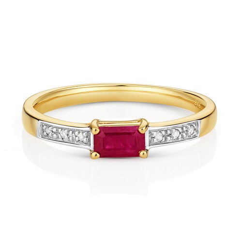 Ring gelbgold rubin - 9, kt