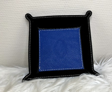 Leder Made in Italy Taschenleerer königsblau schwarz Lederschale Ablageschale