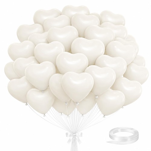Weiße herz luftballons - 50, herz-luftballons