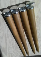 4 Tischbeine zum Anklemmen , Vollholz, mit verchromten Klemmen,  besonderer Stil