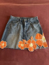 Damen Jeans Rock Geblühmt