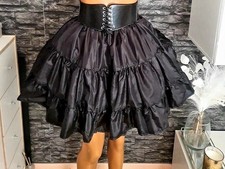Gothic Knie Lang Rock Stufen Rock Nylon Unterrock Petticoat  sissy Maid