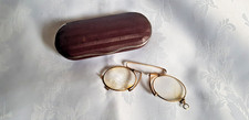 Alte Brille, ZWICKER Kneifer aus Doublé mit Metall-Etui