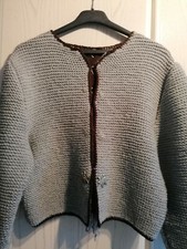 Trachten Jacke Janker Strickjacke Handmade grau anthrazit braun 40 42 gestickt 