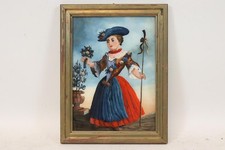 Die gute Hirtin Hinterglasmalerei gerahmt 20.Jhd (BK6763)