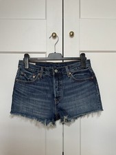 LEVIS 501 Damen Shorts W29 Dunkelblau Fransen Neuwertig