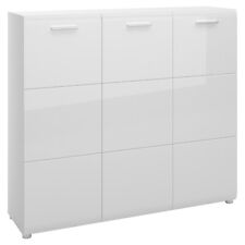 Schuhschrank Schuhkommode 3 Türen 10 Einlegeböden Weiß Hochglanz 135 x 120 cm