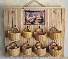 Wandbild Hühner Eier Aufbewahrung Eieraufbewahrung Körbe Holz Handarbeit
