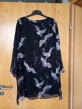 sienna Blusenkleid Kleid schwarz Vogel Kranich print  Gr. 38 - EDEL