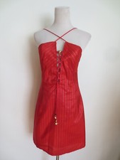 SK SONJA KIEFER Kleid Partykleid Abendkleid Schnürung S 34 rot gold gekürzt  /RS