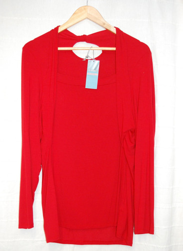 Rotes stretch top - rotes, damen