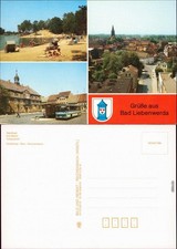 Ansichtskarte Bad Liebenwerda Waldbad - Strand, Markt, Teilansicht 1989