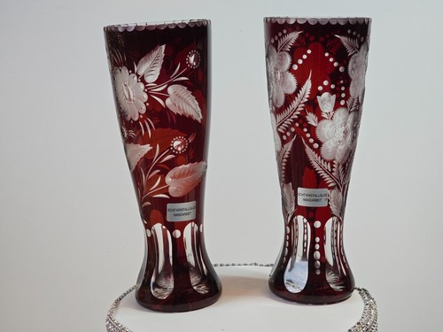 Rubinglas kristallglas vase - kristallglas,
