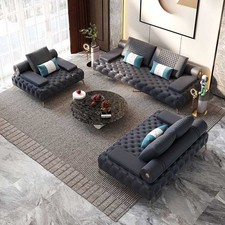 Wohnzimmer Set 3tlg Schwarz
