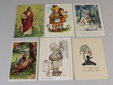 B5/ 6 alte Ansichtskarten ab 1943 - Gruß + Märchen + Hummel +Scherenschnitt /239