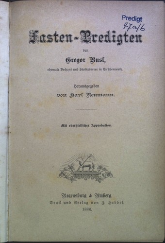 Fasten predigten neumann - neumann,, karl