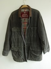 blauGraue Cordjacke, kariertes Futter, Leder Kragen, Department outdoor division