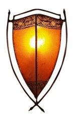 Henna Lampe, Leder Wandlampe / Wandleuchte - Myra orange - 44*24*14 cm