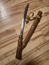 Altes Schwert oder Machete in Holzscheide geschnitzt Thai Asien 65 cm