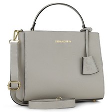 Strandfein Leder Handtasche ECHT LEDER Schultertasche in Grau Ledertasche NEU