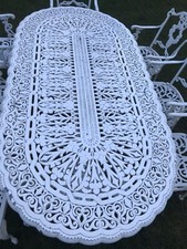 Shabby Chic Gartenmöbel Bistro Stühle Jugendstil Sitzgruppe Tisch Aluminiumguss