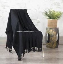 Afrikanische Schlamm Tuch Stoff Überwurf Handgewebt Baumwolle Mudcloth Schwarz