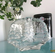 Walther Glas Vase Weihnachten massiv-Geätzte Relief Weihnachtslandschaft Vintage