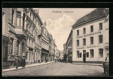 Siegburg, Ansichtskarte, Holzgasse mit Hotel Reichenstein 1915 
