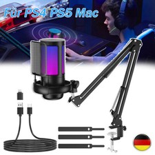 Gaming Mikrofon PC mit Arm, USB Microphone für MAC PS4 PS5 mit Stummschalttaste