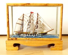 Diorama Segelschiff Maritime Dekoration Schaukasten Holz Glas 13x10x4 cm