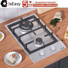 IsEasy Einbau Gaskochfeld Kochfeld Edelstahl Gaskocher 2 flammig /autark NG/LPG