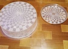 Konvolut Tortenbox Teller Schalen Schüsselset - Plaste Kristalloptik  DDR