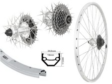 28" Hinterrad 19-622 Laufrad Disk 6-Loch Felgenbremse + 8 Fach Zahnkranz 24 Gang