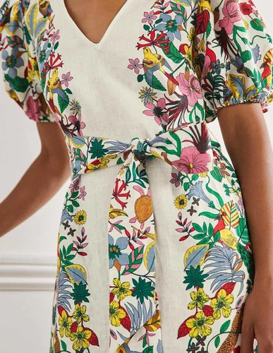 Boden puff sleeve linen midi - linen,