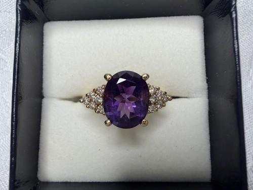 10k gelbgold amethyst diamant - 10k,