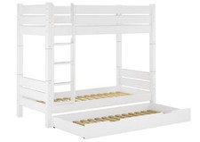 Massivholz-Stockbett Kiefer weiß 90x200 teilbar Rost Bettkasten Etagenbett Holz