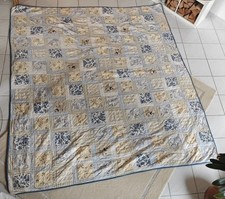 Tagesdecke Bettüberwurf 262 x230 cm. Patchwork Design,beige,jeansblau,weiß,taupe