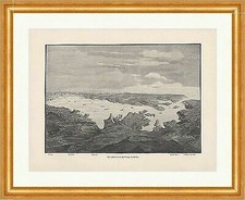 Der Hafen von Santiago de Cuba Insel Meer Hügel Bucht Holzstich E 16788 Gerahmt