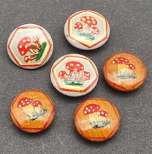 Handbemalter Holzknopf 20-21 mm Erzgebirge Fliegenpilz Bouton Wooden Button C71