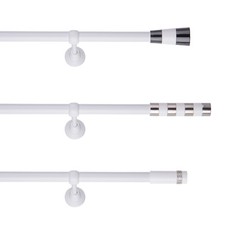 Gardinenstange Vorhangstange 19mm Einläufig Weiß/Glänzed 120-600cm -Modern