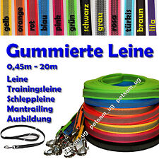 Gummierte Leine Hundeleine Sportleine Mantrailing Schleppleine gummiert GENÄHT !