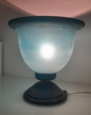 Art Deco Murano Deckenfluter Vasenlampe Glas Blau Vintage Tischlampe Leuchte