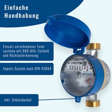 Wasserzähler/ Wasseruhr Garten/ Kaltwasserzähler 1/2" 110 mm 3/4" - Komplett-Set