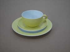 TCM Tchibo Kaffeegedeck - Kaffeetasse Untertasse Kuchenteller - gelb blau rot